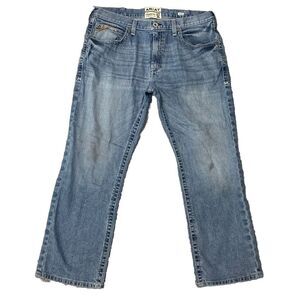 Ariat ✨M5 Jeans‎ Men's 38x30 Blue Straight Leg Fit Workwear Western Thick Stitch